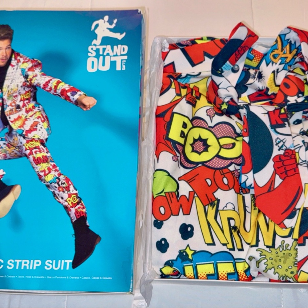 Men's Comic Strip Suit - Multicolor Size X-Large